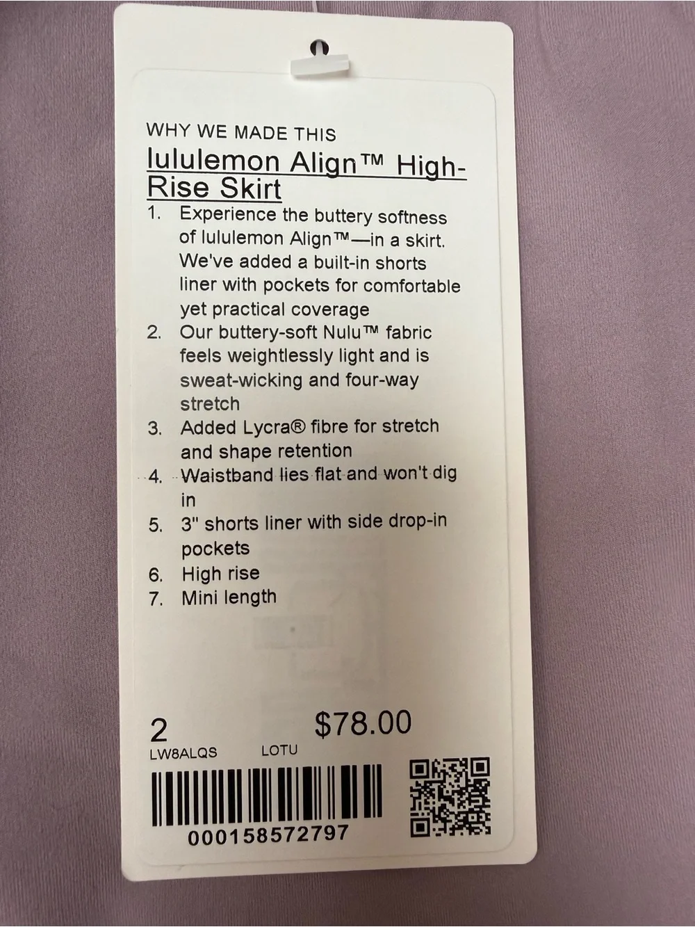 lululemon athletica Lavender/Purple Athletic Skort